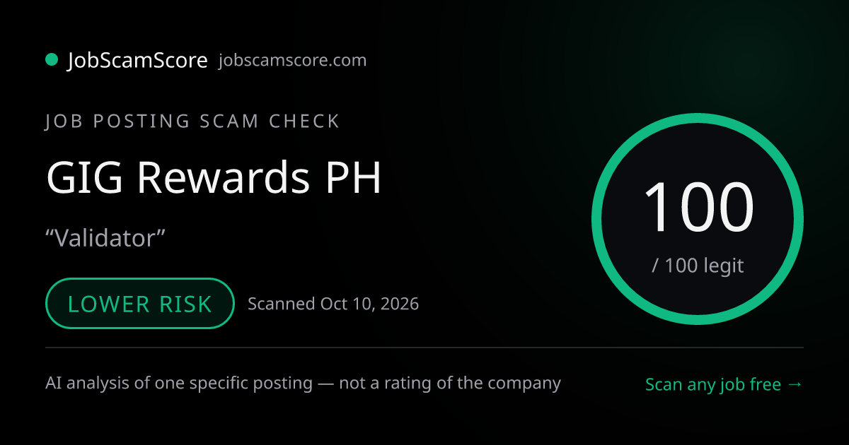 Is the GIG Rewards PH Job Legit? Legit score 100/100 — Validator